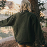 Fancy Oversized Fleece Varsity Mockneck - Alpine Green/Plaid