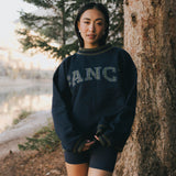 Fancy Oversized Fleece Varsity Mockneck - Autumn Navy/Plaid