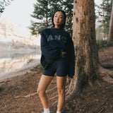 Fancy Oversized Fleece Varsity Mockneck - Autumn Navy/Plaid