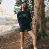 Fancy Oversized Fleece Varsity Mockneck - Autumn Navy/Plaid