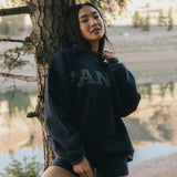 Fancy Oversized Fleece Varsity Mockneck - Autumn Navy/Plaid