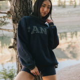 Fancy Oversized Fleece Varsity Mockneck - Autumn Navy/Plaid
