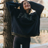 Fancy Oversized Fleece Varsity Mockneck - Autumn Navy/Plaid