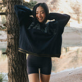 Fancy Oversized Fleece Varsity Mockneck - Autumn Navy/Plaid