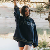 Fancy Oversized Fleece Varsity Mockneck - Autumn Navy/Plaid