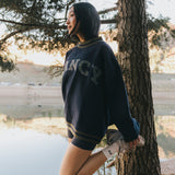 Fancy Oversized Fleece Varsity Mockneck - Autumn Navy/Plaid