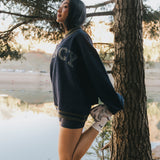 Fancy Oversized Fleece Varsity Mockneck - Autumn Navy/Plaid