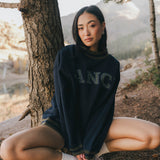 Fancy Oversized Fleece Varsity Mockneck - Autumn Navy/Plaid