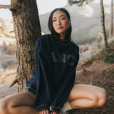 Fancy Oversized Fleece Varsity Mockneck - Autumn Navy/Plaid