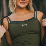 Fancy FitFlow Double Layered Tank - Alpine Green/Plaid