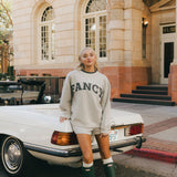 Fancy Oversized Fleece Plaid Collar Mockneck - Heather Grey/Plaid (PREORDER)