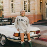 Fancy Oversized Fleece Plaid Collar Mockneck - Heather Grey/Plaid (PREORDER)