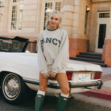 Fancy Oversized Fleece Plaid Collar Mockneck - Heather Grey/Plaid (PREORDER)