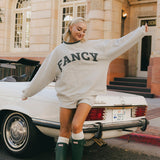 Fancy Oversized Fleece Plaid Collar Mockneck - Heather Grey/Plaid (PREORDER)