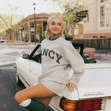 Fancy Oversized Fleece Plaid Collar Mockneck - Heather Grey/Plaid (PREORDER)