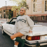 Fancy Oversized Fleece Plaid Collar Mockneck - Heather Grey/Plaid (PREORDER)