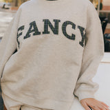 Fancy Oversized Fleece Plaid Collar Mockneck - Heather Grey/Plaid (PREORDER)