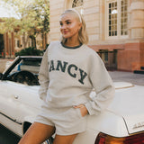 Fancy Oversized Fleece Plaid Collar Mockneck - Heather Grey/Plaid (PREORDER)