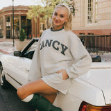 Fancy Oversized Fleece Plaid Collar Mockneck - Heather Grey/Plaid (PREORDER)