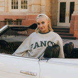 Fancy Oversized Fleece Plaid Collar Mockneck - Heather Grey/Plaid (PREORDER)