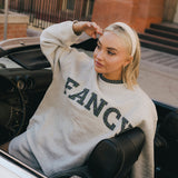 Fancy Oversized Fleece Plaid Collar Mockneck - Heather Grey/Plaid (PREORDER)