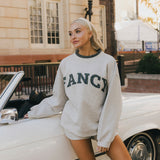 Fancy Oversized Fleece Plaid Collar Mockneck - Heather Grey/Plaid (PREORDER)