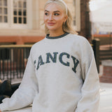 Fancy Oversized Fleece Plaid Collar Mockneck - Heather Grey/Plaid (PREORDER)