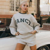 Fancy Oversized Fleece Plaid Collar Mockneck - Heather Grey/Plaid (PREORDER)