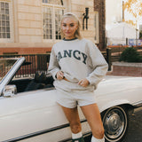 Fancy Oversized Fleece Plaid Collar Mockneck - Heather Grey/Plaid (PREORDER)