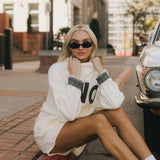 Fancy Oversized Fleece PocketCloud Mockneck - Cream/Plaid (PREORDER)