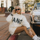 Fancy Oversized Fleece PocketCloud Mockneck - Cream/Plaid (PREORDER)