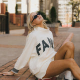 Fancy Oversized Fleece PocketCloud Mockneck - Cream/Plaid (PREORDER)