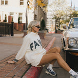 Fancy Oversized Fleece PocketCloud Mockneck - Cream/Plaid (PREORDER)