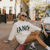 Fancy Oversized Fleece PocketCloud Mockneck - Cream/Plaid (PREORDER)