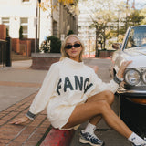 Fancy Oversized Fleece PocketCloud Mockneck - Cream/Plaid (PREORDER)