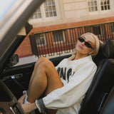 Fancy Oversized Fleece PocketCloud Mockneck - Cream/Plaid (PREORDER)