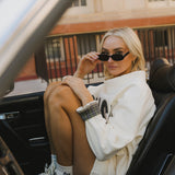 Fancy Oversized Fleece PocketCloud Mockneck - Cream/Plaid (PREORDER)