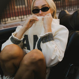 Fancy Oversized Fleece PocketCloud Mockneck - Cream/Plaid (PREORDER)