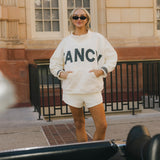 Fancy Oversized Fleece PocketCloud Mockneck - Cream/Plaid (PREORDER)