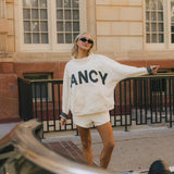 Fancy Oversized Fleece PocketCloud Mockneck - Cream/Plaid (PREORDER)