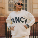 Fancy Oversized Fleece PocketCloud Mockneck - Cream/Plaid (PREORDER)