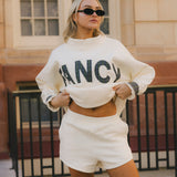 Fancy Oversized Fleece PocketCloud Mockneck - Cream/Plaid (PREORDER)