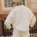 Fancy Oversized Fleece PocketCloud Mockneck - Cream/Plaid (PREORDER)