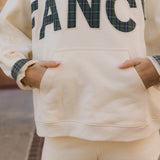 Fancy Oversized Fleece PocketCloud Mockneck - Cream/Plaid (PREORDER)