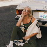 Fancy FitFlow Double Layered Athletic Bra - Alpine Green/Plaid