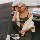 Fancy FitFlow Double Layered Athletic Bra - Alpine Green/Plaid