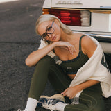 Fancy FitFlow Double Layered Athletic Bra - Alpine Green/Plaid