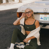 Fancy FitFlow Double Layered Athletic Bra - Alpine Green/Plaid