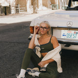 Fancy FitFlow Double Layered Athletic Bra - Alpine Green/Plaid