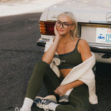 Fancy FitFlow Double Layered Athletic Bra - Alpine Green/Plaid